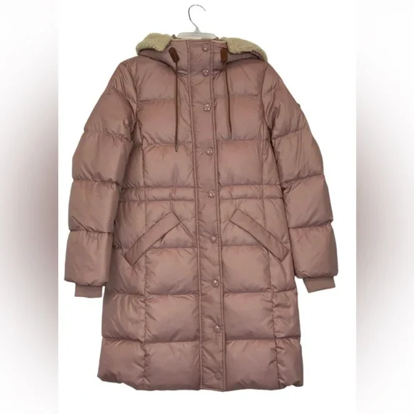 NWT COACH Long Puffer Coat with Faux Shearling  - Pink, Small - Picture 2 of 8